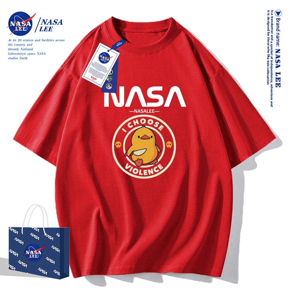 Áo thun ngắn tay NASA họa tiết vịt vàng, cotton, unisex