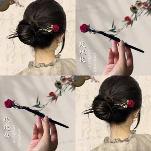 Kẹp Tóc Hoa Hồng Cổ Phong Cách Trung Hoa Bằng Gỗ Mới Phong Cách Trung Hoa Hồng Kẹp Tóc
