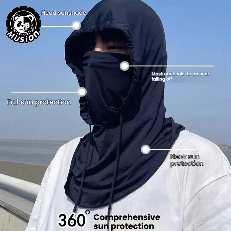 Musion Full Face Mask Cover Mũ chống nắng Mũ mùa hè Mũ chống tia cực tím ngoài trời Bảo vệ cổ Mũ đi bộ đường dài