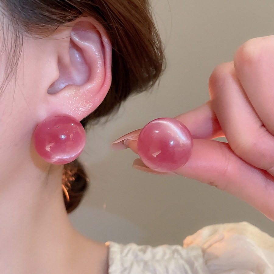 [Jewbeauty] Bông tai tròn mờ màu kẹo kim bạc Hàn Quốc bông tai thời trang ngọt ngào cá tính phụ kiện đơn giản