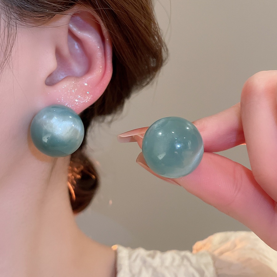 [Jewbeauty] Bông tai tròn mờ màu kẹo kim bạc Hàn Quốc bông tai thời trang ngọt ngào cá tính phụ kiện đơn giản