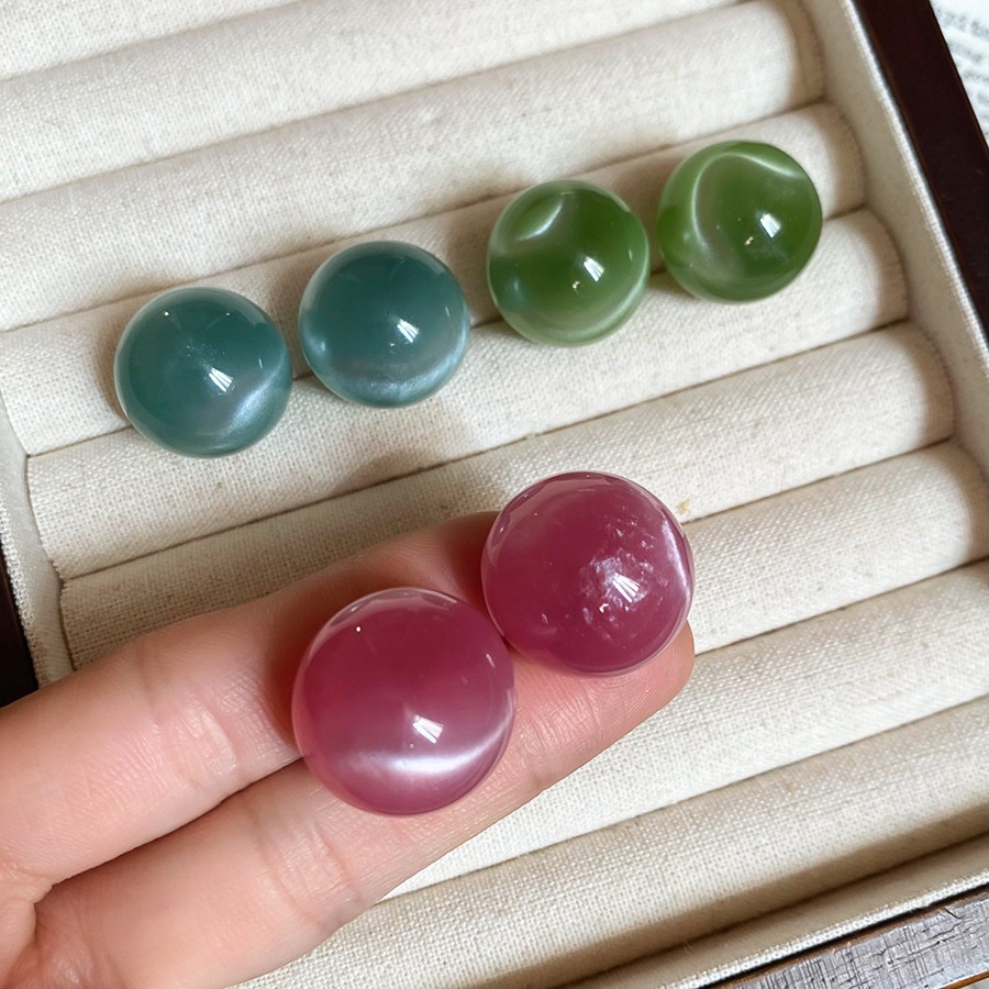[Jewbeauty] Bông tai tròn mờ màu kẹo kim bạc Hàn Quốc bông tai thời trang ngọt ngào cá tính phụ kiện đơn giản
