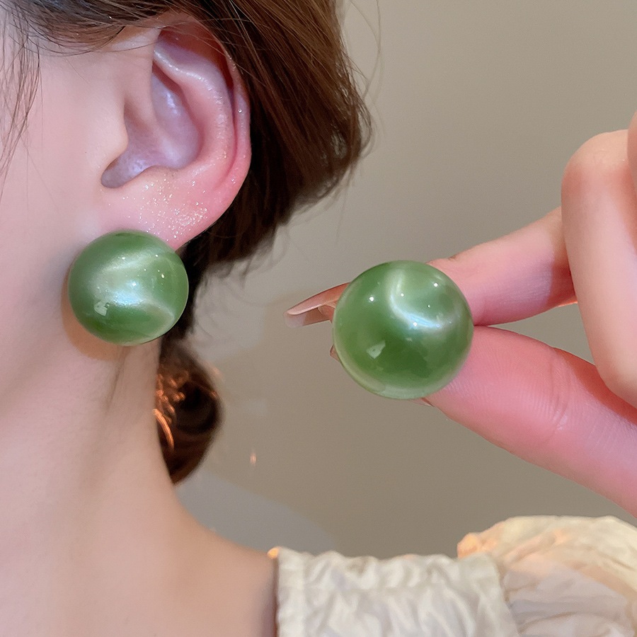 [Jewbeauty] Bông tai tròn mờ màu kẹo kim bạc Hàn Quốc bông tai thời trang ngọt ngào cá tính phụ kiện đơn giản