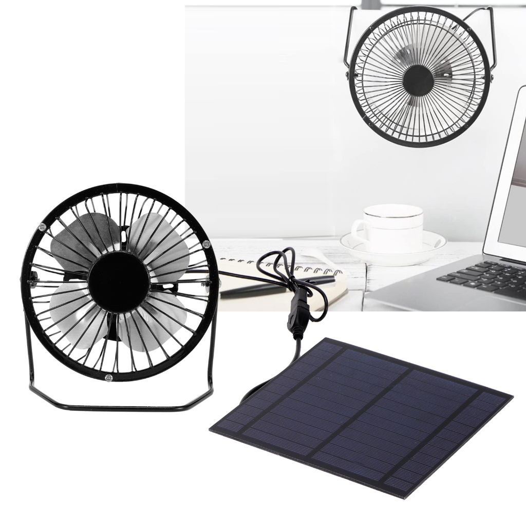 Amireux Bảng điều khiển năng lượng mặt trời Mini 5W với quạt làm mát di động Bộ bảng điều khiển năng lượng mặt trời quang điện cho nhà kính