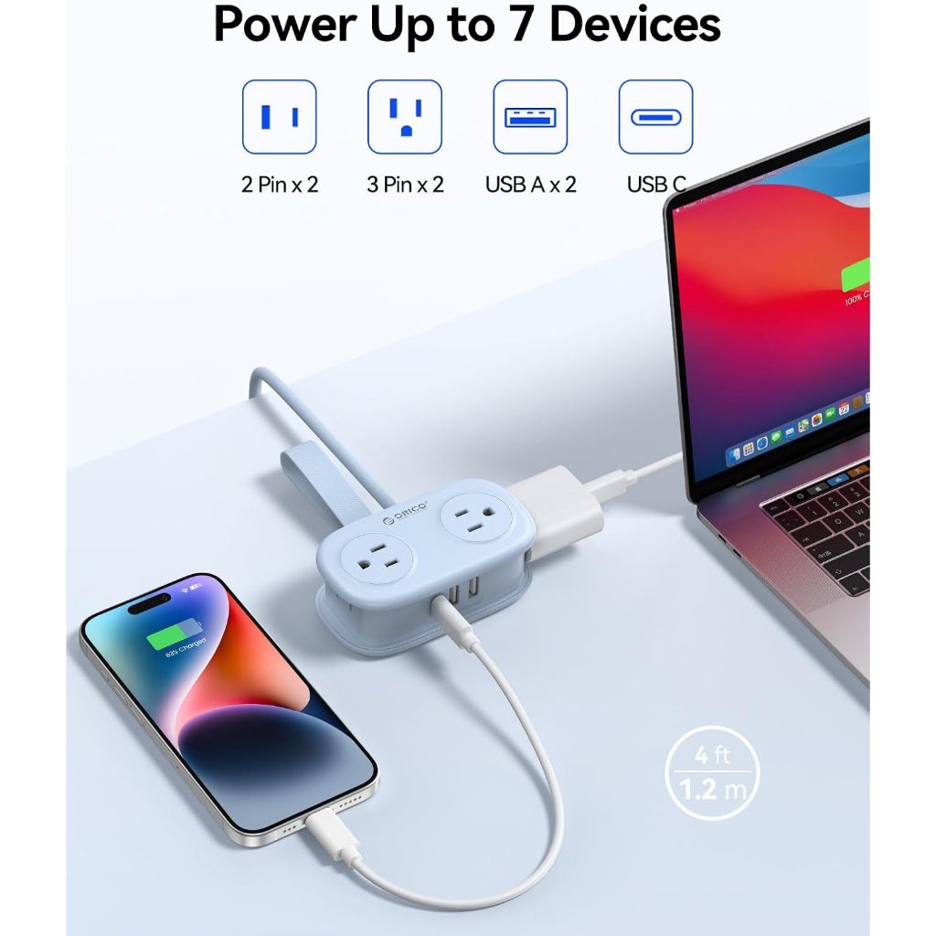 Dây nối dài ORICO có cổng USB Type C 4 Gang Dải nguồn di động dành cho du lịch (AP3-4A)