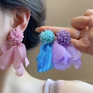 Bông tai hoa màu vàng mùa hè Bông tai đơn giản và thời trang phong cách mục vụ cho nữ