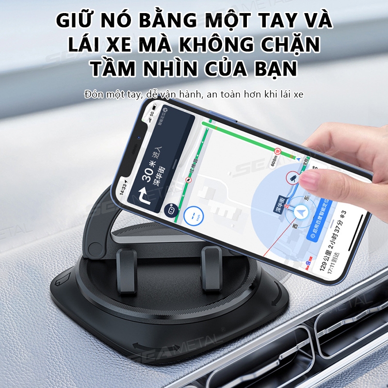 Bảng điều khiển SEAMETAL giá đỡ điện thoại ô tô bảng số điện thoại ô tô 360° Giá đỡ điện thoại chống trượt xoay