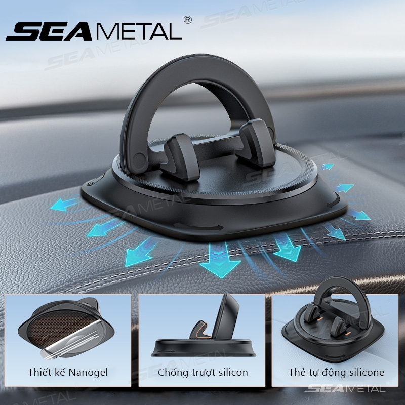Bảng điều khiển SEAMETAL giá đỡ điện thoại ô tô bảng số điện thoại ô tô 360° Giá đỡ điện thoại chống trượt xoay