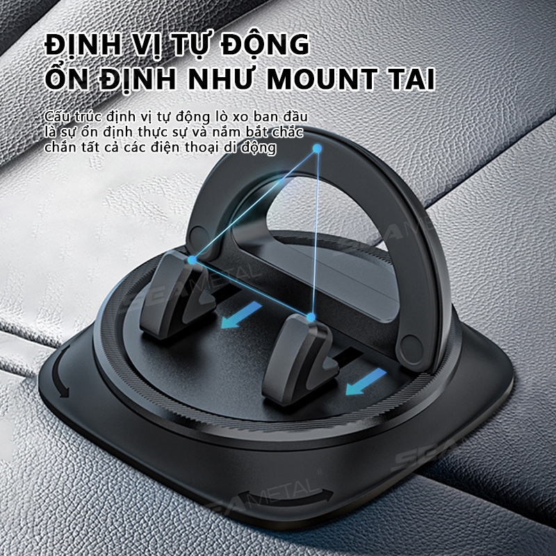 Bảng điều khiển SEAMETAL giá đỡ điện thoại ô tô bảng số điện thoại ô tô 360° Giá đỡ điện thoại chống trượt xoay