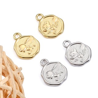 Mặt dây chuyền thỏ dập nổi bằng thép không gỉ Phụ kiện trang sức tự làm Vàng 18k Dây buộc cáo ăn mòn