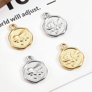 Mặt dây chuyền thỏ dập nổi bằng thép không gỉ Phụ kiện trang sức tự làm Vàng 18k Dây buộc cáo ăn mòn