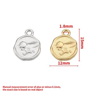 Mặt dây chuyền thỏ dập nổi bằng thép không gỉ Phụ kiện trang sức tự làm Vàng 18k Dây buộc cáo ăn mòn