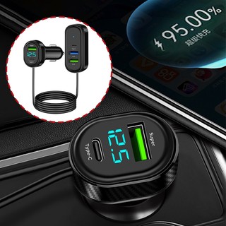 Bộ sạc xe hơi SEAMETAL 5 trong 1 Sạc nhanh Đa cổng 66W Bộ chia đa năng USB Type-C