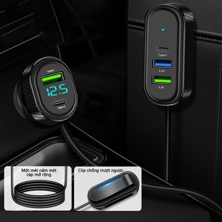 Bộ sạc xe hơi SEAMETAL 5 trong 1 Sạc nhanh Đa cổng 66W Bộ chia đa năng USB Type-C