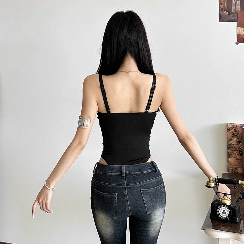 Cutenew Gợi Cảm Body Sling Off Tay Áo Lưng Skinny Cá Tính Niche Nóng Gà Con Nhìn Mỏng Hơn Thời Trang Không Khí Phong Cách Nóng Mới