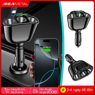 Bộ sạc xe hơi SEAMETAL 5 trong 1 Bộ chuyển đổi USB 12V-24V 66W PD Bộ sạc điện thoại ô tô có màn hình kỹ thuật số Sạc siêu nhanh
