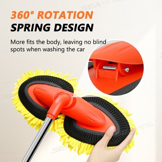 Bàn chải làm sạch ô tô SEAMETAL Cây lau nhà hai đầu 360 có thể xoay được Tay cầm bằng nhôm mềm bền