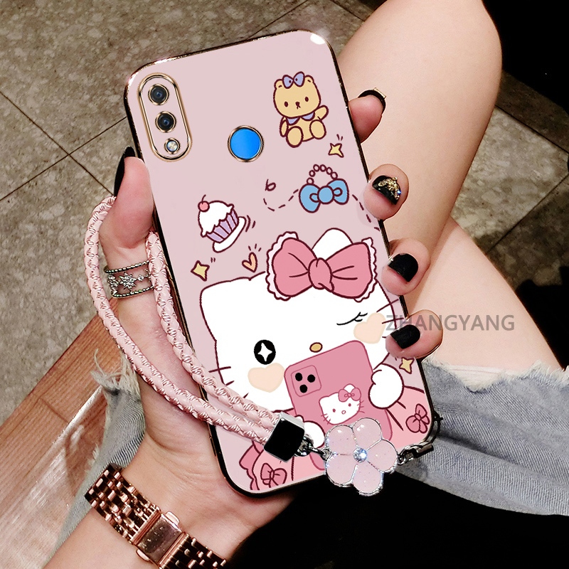 Ốp Lưng Cho Huawei nova 3i nova 3 Mạ Điện Chống Rơi Cạnh Thẳng Vỏ Điện Thoại Thẩm Mỹ Hoạt Hình Họa Tiết Mèo Dễ Thương TPU Mềm Trường Hợp Miễn Phí Tinh Tế Treo Dây
