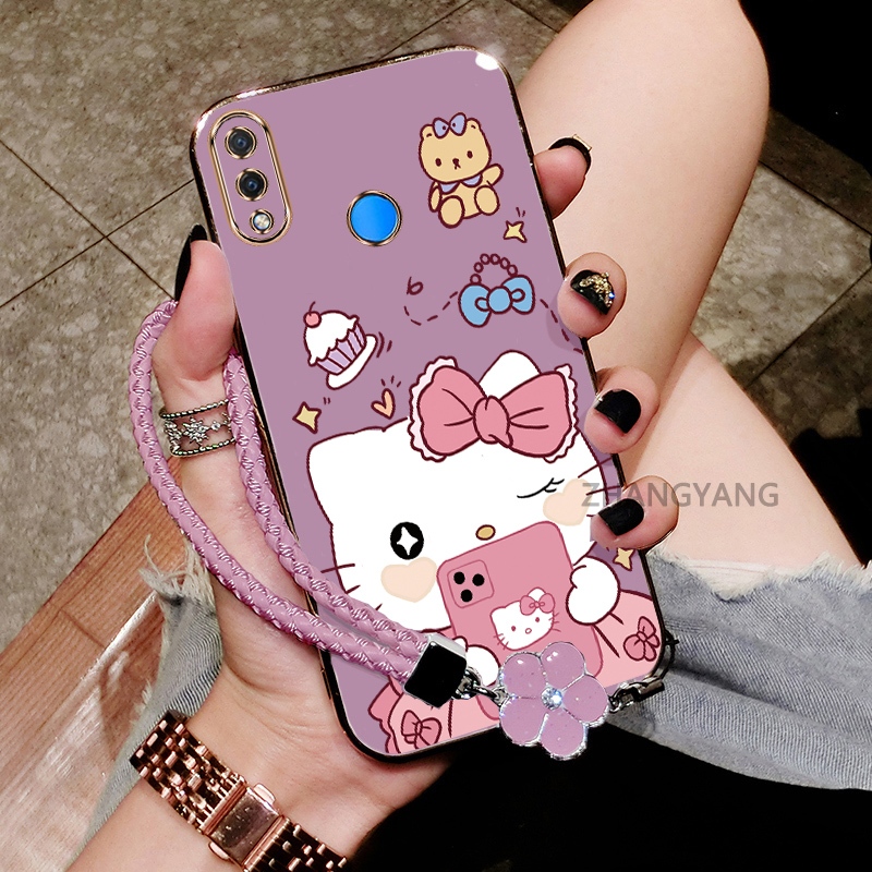 Ốp Lưng Cho Huawei nova 3i nova 3 Mạ Điện Chống Rơi Cạnh Thẳng Vỏ Điện Thoại Thẩm Mỹ Hoạt Hình Họa Tiết Mèo Dễ Thương TPU Mềm Trường Hợp Miễn Phí Tinh Tế Treo Dây