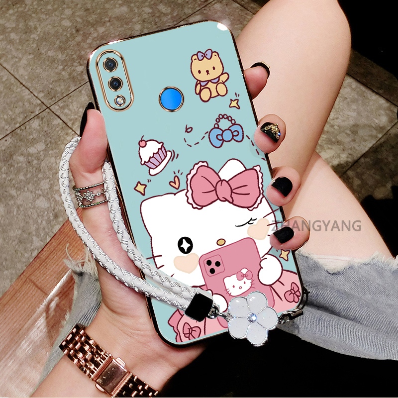 Ốp Lưng Cho Huawei nova 3i nova 3 Mạ Điện Chống Rơi Cạnh Thẳng Vỏ Điện Thoại Thẩm Mỹ Hoạt Hình Họa Tiết Mèo Dễ Thương TPU Mềm Trường Hợp Miễn Phí Tinh Tế Treo Dây