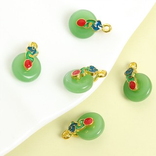 10 Chiếc Mới Phong Cách Trung Quốc Giả Ngọc Hòa Bình Khóa Quyến Rũ Với Dầu Nhỏ Giọt Thiết Kế Đám Mây Tiện Lợi, Vòng Tay Hạt Cầu Nguyện Thanh Lịch Vòng Cổ Sườn Xám Nút DIY Mặt Dây Hợp Kim Thủy Tinh
