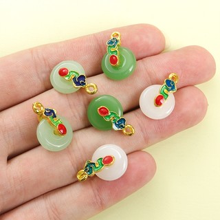 10 Chiếc Mới Phong Cách Trung Quốc Giả Ngọc Hòa Bình Khóa Quyến Rũ Với Dầu Nhỏ Giọt Thiết Kế Đám Mây Tiện Lợi, Vòng Tay Hạt Cầu Nguyện Thanh Lịch Vòng Cổ Sườn Xám Nút DIY Mặt Dây Hợp Kim Thủy Tinh
