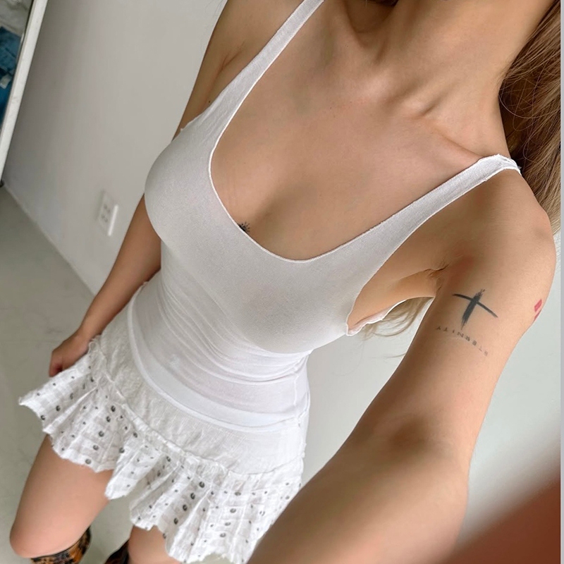Klalien Áo Đơn Giản Màu Trơn Không Tay Hình Eo Mỏng Gợi Cảm Sang Trọng Thanh Lịch Đa Năng Thường Ngày 2025 Thời Trang Mới Nữ