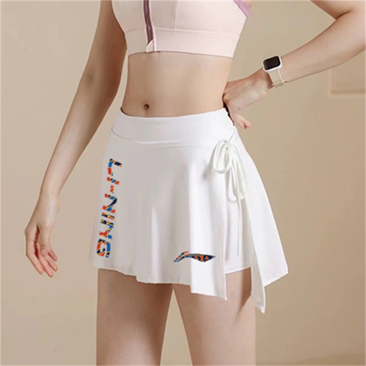 Mùa Hè Mới Li Ning Váy Cầu Lông Nữ Nửa Chiều Cao Eo Bên Chia Có Lớp Lót Bên Trong Chống Ánh Sáng Ra Quần Thể Thao Váy Thể Dục Tốc Độ Sấy Thể Thao Yoga Quần Vợt