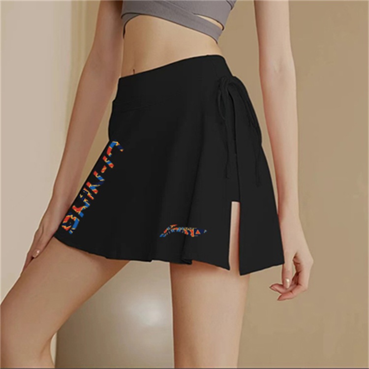Mùa Hè Mới Li Ning Váy Cầu Lông Nữ Nửa Chiều Cao Eo Bên Chia Có Lớp Lót Bên Trong Chống Ánh Sáng Ra Quần Thể Thao Váy Thể Dục Tốc Độ Sấy Thể Thao Yoga Quần Vợt