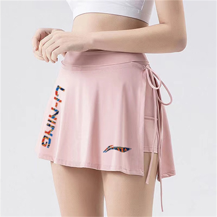 Mùa Hè Mới Li Ning Váy Cầu Lông Nữ Nửa Chiều Cao Eo Bên Chia Có Lớp Lót Bên Trong Chống Ánh Sáng Ra Quần Thể Thao Váy Thể Dục Tốc Độ Sấy Thể Thao Yoga Quần Vợt