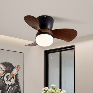 AIMI Quạt Trần Đèn Đèn Quạt Trần LED Tricolor 6 Tốc Độ Điều Chỉnh Tốc Độ Gió Động Cơ Im Lặng Đèn Chùm Trần Thích Hợp Cho Phòng Ăn Phòng Ngủ