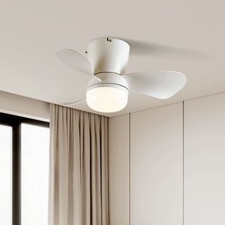 AIMI Quạt Trần Đèn Đèn Quạt Trần LED Tricolor 6 Tốc Độ Điều Chỉnh Tốc Độ Gió Động Cơ Im Lặng Đèn Chùm Trần Thích Hợp Cho Phòng Ăn Phòng Ngủ