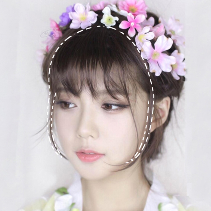 # Vn # Middle Part Fake Bangs Fringe Tổng hợp Topper Hairpiece Clip-In Bang Extension Áo choàng vô hình tự nhiên Phụ nữ.