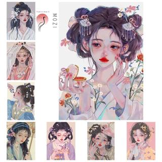 Mozi ✨40 * 50cm / 30 * 40cm Cô gái phong cách cổ xưa tranh số hóa tranh tô màu theo số tranh sơn dầu số hoá bộ tô màu theo số tranh sơn dầu số hoá tranh số hóa theo yêu cầu tranh tô màu theo số theo yêu cầu