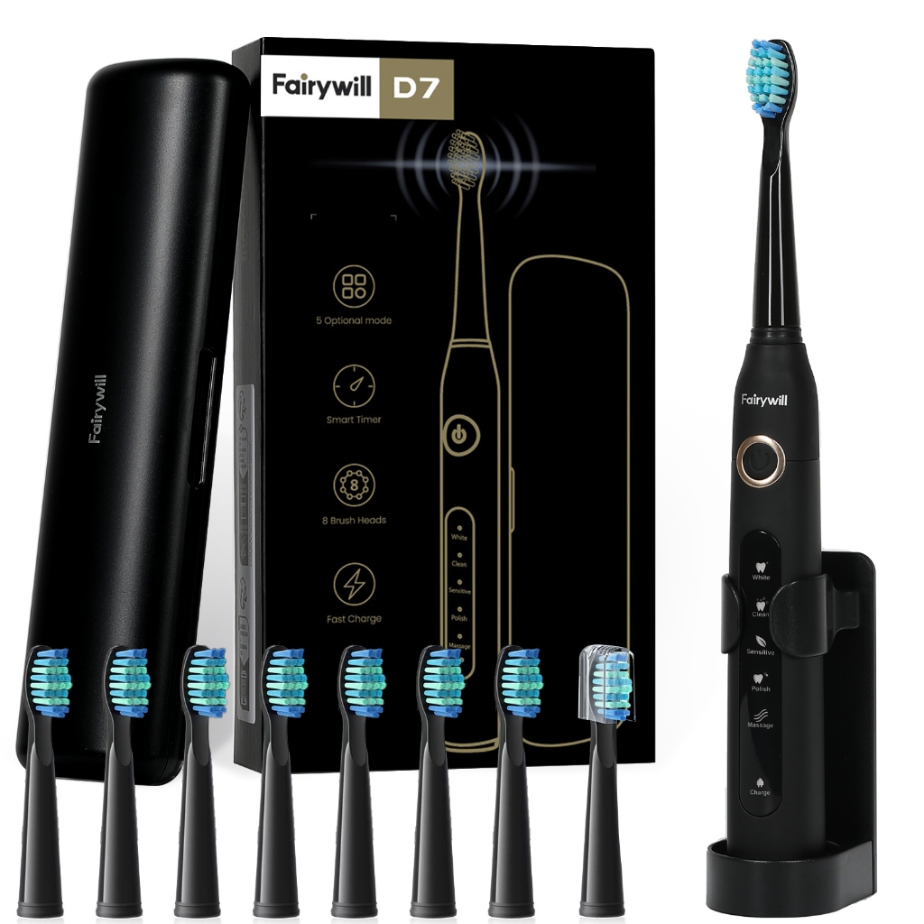Ảnh Bàn chải đánh răng điện FAIRYWILL 507 có các đầu thay thế làm sạch tiện lợi 1