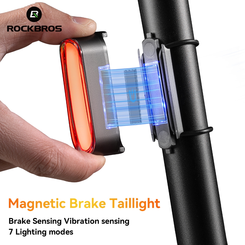 Rockbros Đèn Thông Minh Xe Đạp Ánh Sáng Phanh Cảm Biến IPX6 Chống Thấm Nước Từ tính MTB Xe Đạp Đường Bộ Phụ Kiện Xe Đạp