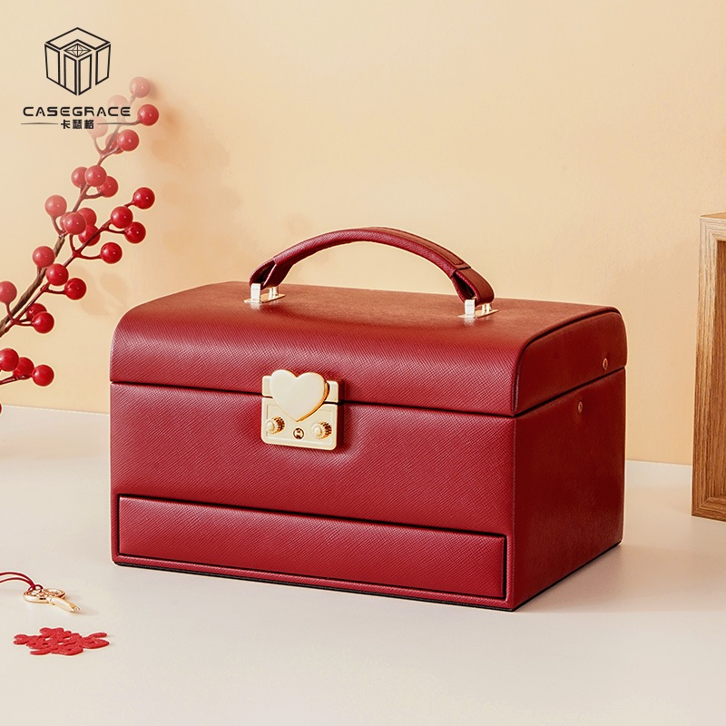 3 Lớp Hộp Trang Sức Hộp Bảo Quản Vòng Cổ Trang Sức Hộp Bảo Quản Khóa Da Trang Sức Hộp Bảo Quản Làm Cỏ