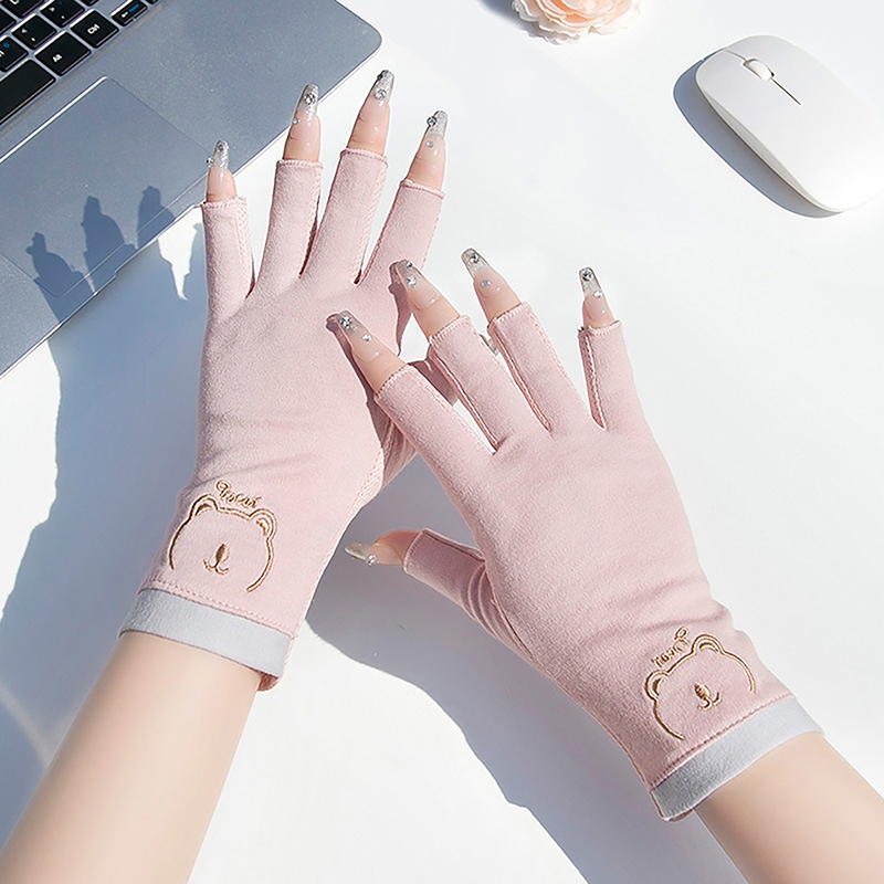 Kuzhen 1 đôi găng tay chống tia UV nửa ngón, bảo vệ tay khi làm móng/dụng cụ LED/máy sấy móng