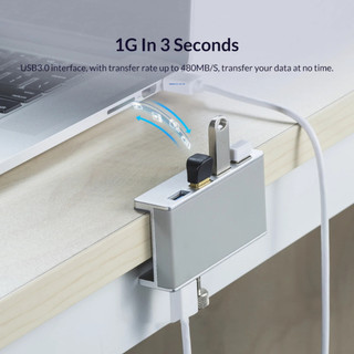 4 Cổng Nhôm Bên Ngoài Dock Station 6 Trong 1 USB 3.0 Type-C Clip HUB Có Nguồn Điện Khe Cắm Thẻ TF Truyền Dữ Liệu 5Gbps Cho PC