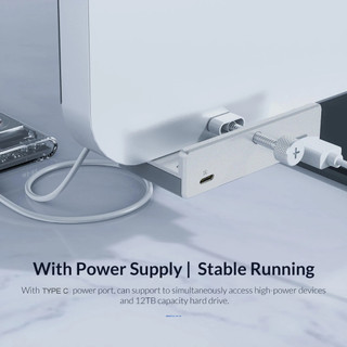 4 Cổng Nhôm Bên Ngoài Dock Station 6 Trong 1 USB 3.0 Type-C Clip HUB Có Nguồn Điện Khe Cắm Thẻ TF Truyền Dữ Liệu 5Gbps Cho PC