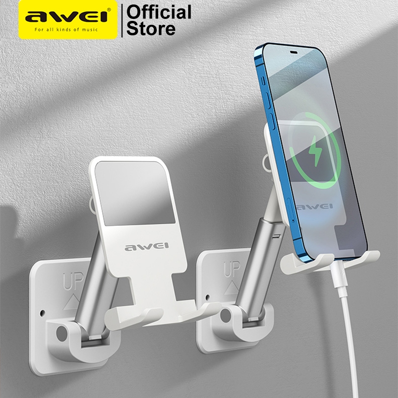 Ảnh Giá đỡ điện thoại Awei X36 Treo tường Có thể điều chỉnh đa năng cho nhà bếp phòng tắm chính hãng 1