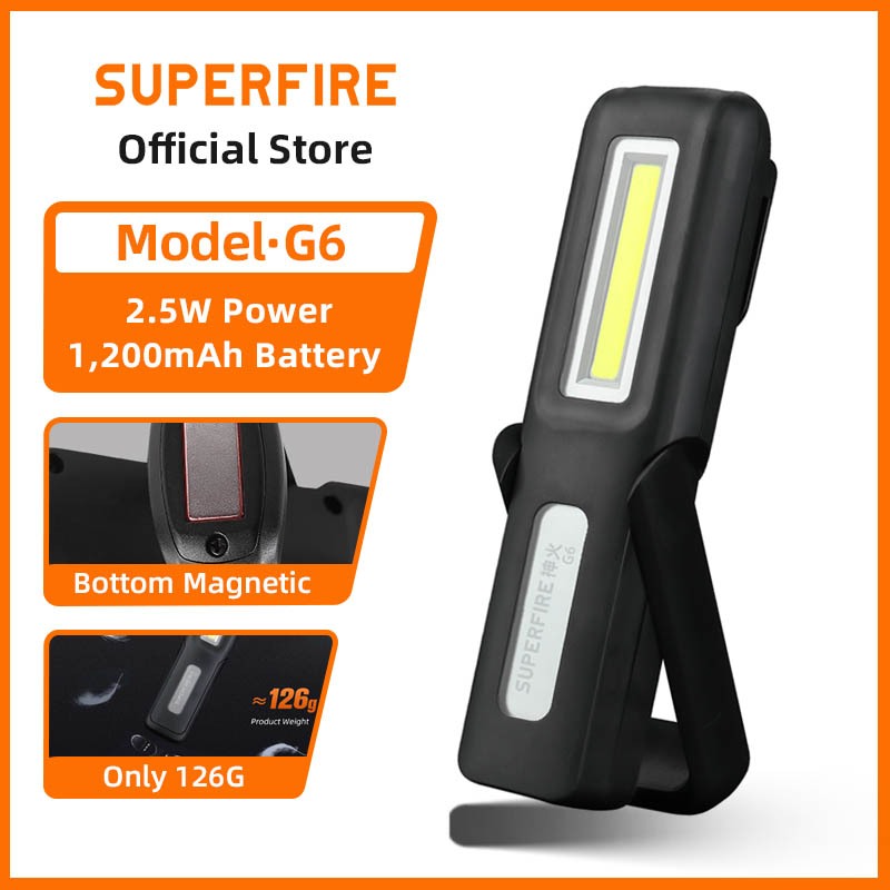Superfire G6 / G12 Đèn pin làm việc mới + Dây đèn COB Từ tính Sửa chữa ...
