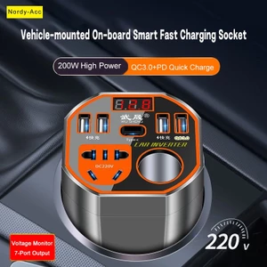 Biến tần nguồn ô tô 12V 24V đến 220V Ổ cắm AC Công suất cao Bộ chuyển đổi sạc nhanh cho xe tải
