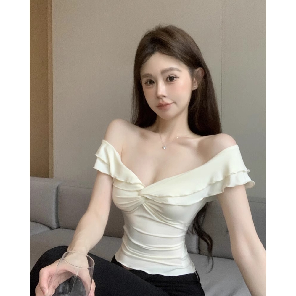 【BANKO】Áo thun ngắn tay mơ xù gợi cảm mùa hè dành cho nữ phiên bản Hàn Quốc