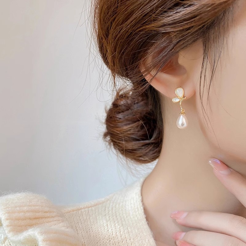 Bông Tai Ngọc Trai Mạ Vàng 14K Retro Nữ Thời Trang Phù Hợp Đơn Giản
