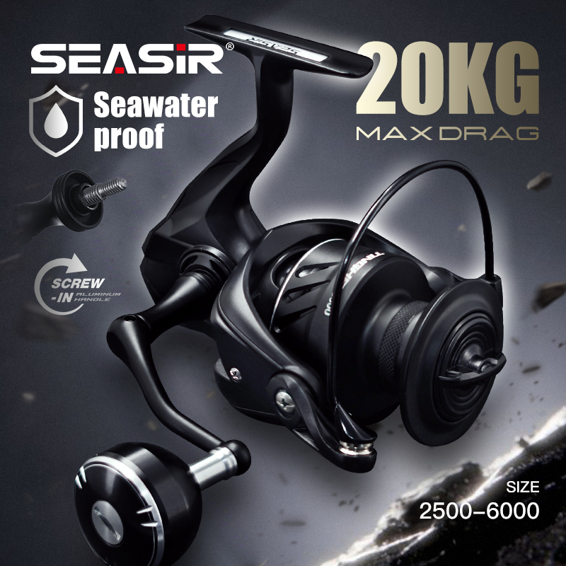 Cuộn dây câu SEASIR TINGHE 5+1BB series, tay cầm điện bằng nhôm chống nước, dễ dàng kéo tải trọng lên đến 20kg