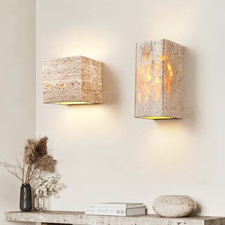 AIMI Tricolor Vàng Travertine Hình Học Vuông Đèn Tường Retro Trang Trí Nhà Phòng Khách Phòng Ngủ Đèn Tường Bàn Ăn Đèn Nhà Bếp