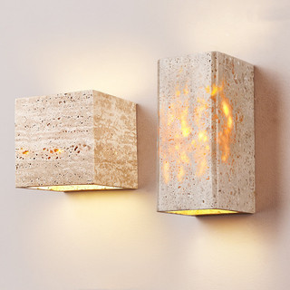 AIMI Tricolor Vàng Travertine Hình Học Vuông Đèn Tường Retro Trang Trí Nhà Phòng Khách Phòng Ngủ Đèn Tường Bàn Ăn Đèn Nhà Bếp