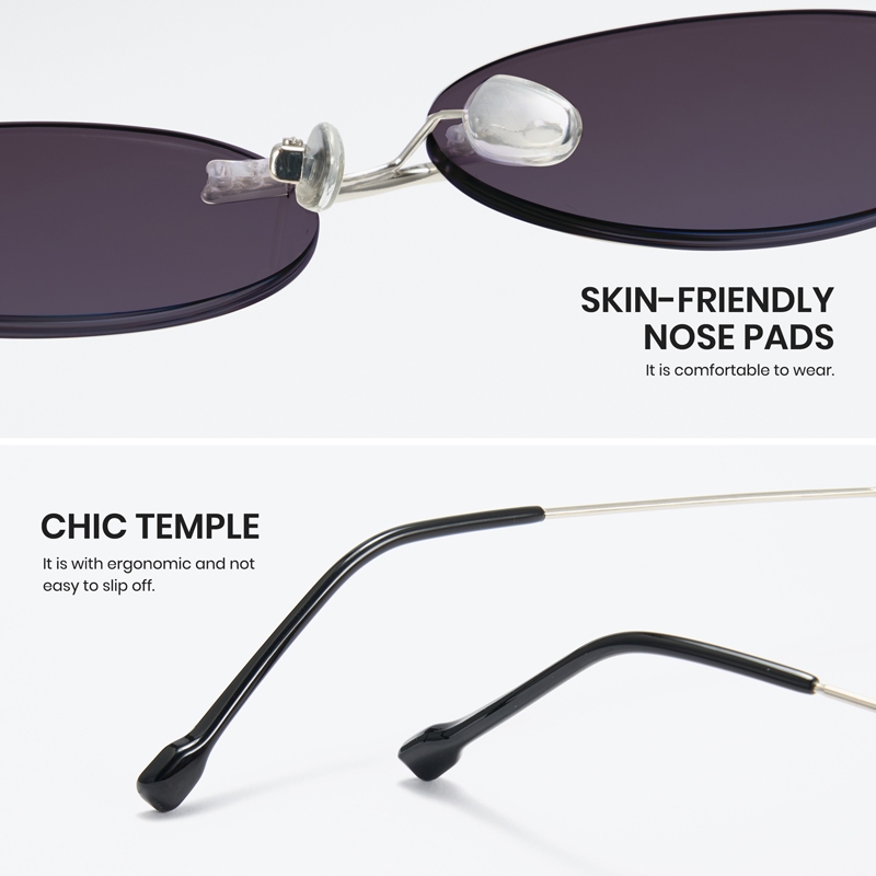 Cyxus Kính Râm Unisex Cổ Điển Gọng Kim Loại Hình Bầu Dục Chống Tia UV400 Phong Cách Thanh Lịch Và Cá Tính 1254