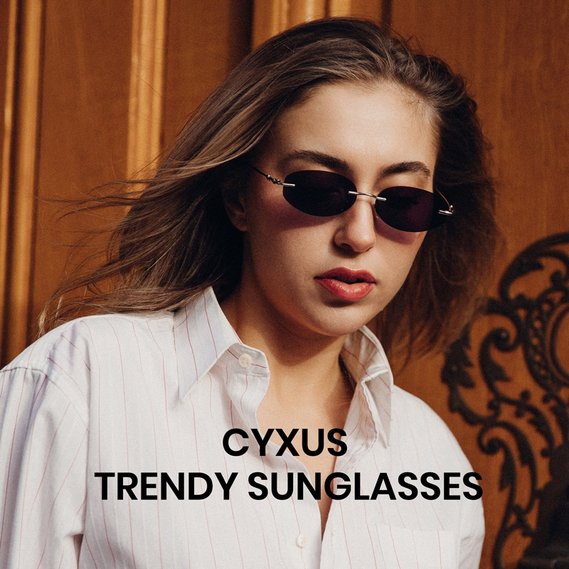 Cyxus Kính Râm Unisex Cổ Điển Gọng Kim Loại Hình Bầu Dục Chống Tia UV400 Phong Cách Thanh Lịch Và Cá Tính 1254